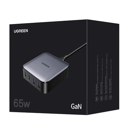 UGREEN CD327 Nexode opladerstation, 65W, 3.25A, 2 x USB-A - 2 x USB-C, Sort