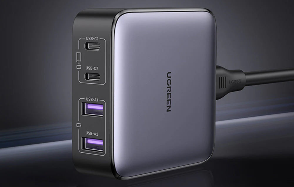 UGREEN CD327 Nexode opladerstation, 65W, 3.25A, 2 x USB-A - 2 x USB-C, Sort