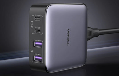 UGREEN CD327 Nexode opladerstation, 65W, 3.25A, 2 x USB-A - 2 x USB-C, Sort
