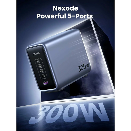 UGREEN CD333 Nexode Opladerstation, 300W, 5A, 1 x USB-A - 4 x USB-C, Grå, Genforseglet