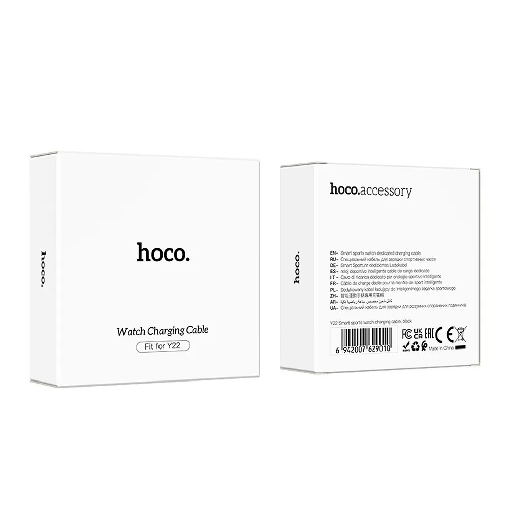 Opladerkabel til Smartwatch HOCO Y22, USB-A, Sort