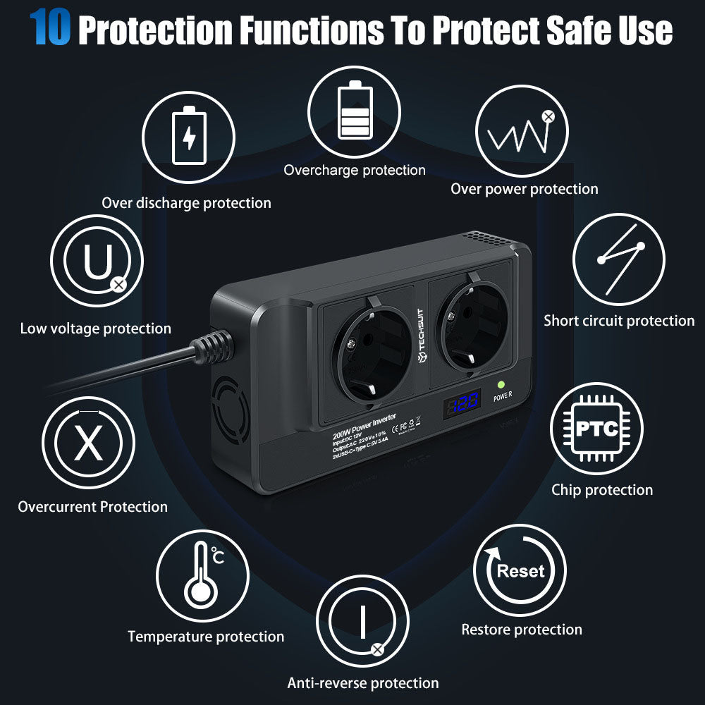 Elektrisk bilinverter Techsuit PowerDriveX, 200W