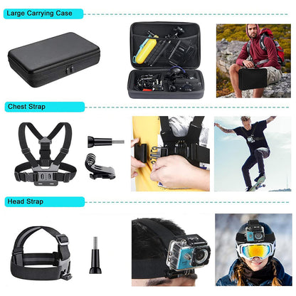 Techsuit SA50 Sports Kamera Tilbehørssæt til GoPro / SJCAM Serie, 50i1, Sort