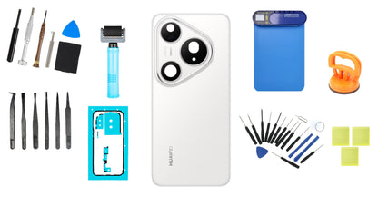Kit Batteridæksel Huawei Pura 80 Pro Glazed White Service Pack og Dedikerede Serviceværktøjer