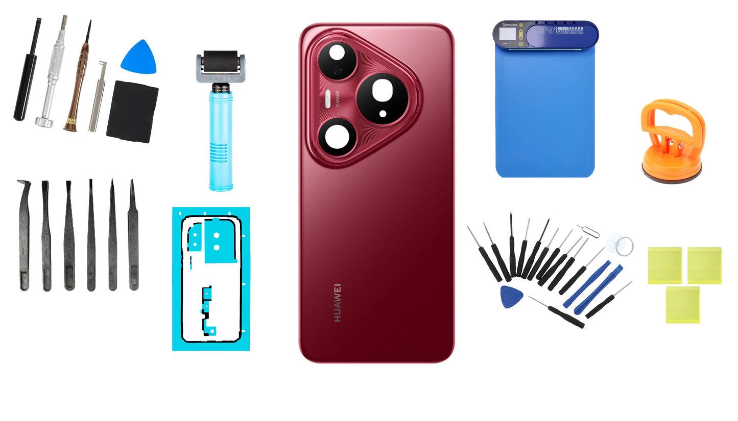 Huawei Pura 80 Pro Glazed Red Batteridæksel Kit Service Pack og Dedikerede Serviceværktøjer
