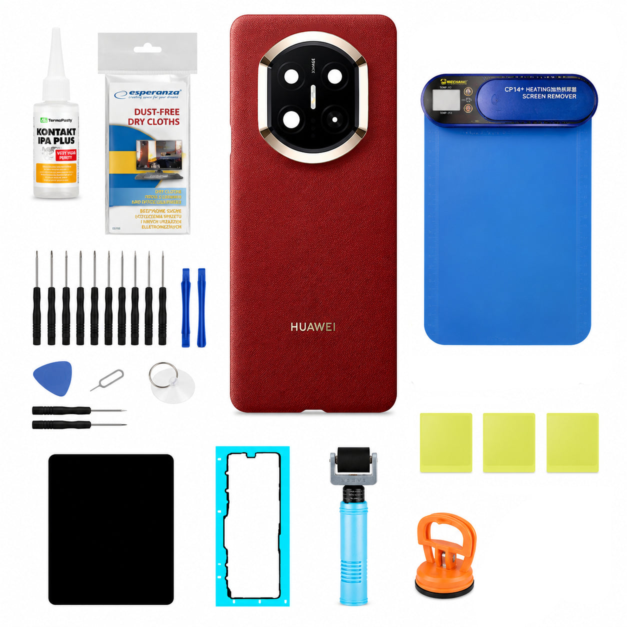Huawei Mate X7 Batteridæksel Kit Vinrød (Nebula Red) Service Pack og Dedikerede Serviceværktøjer
