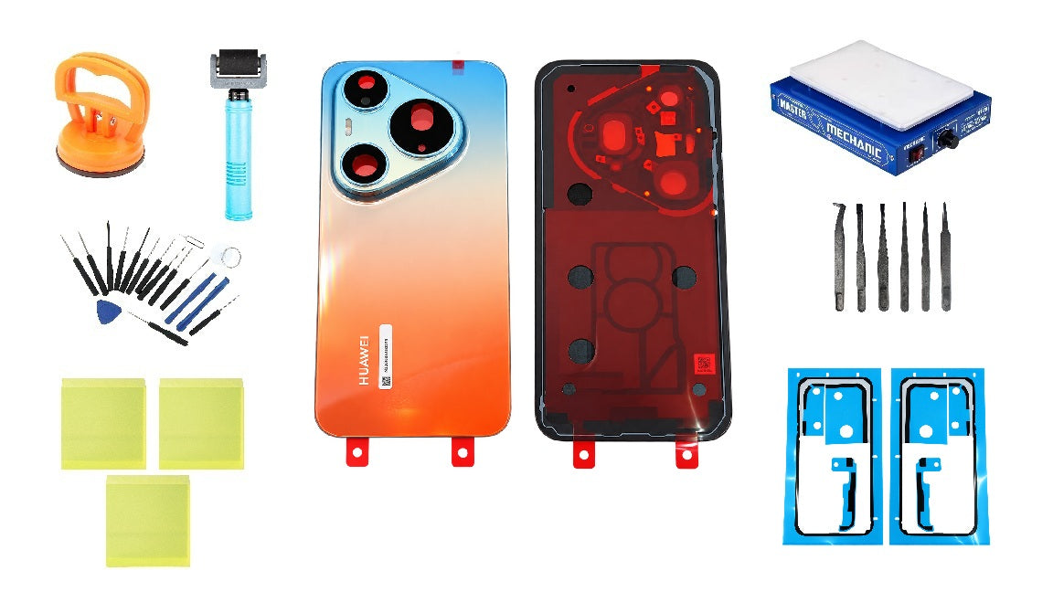 Batteridækselkit til Huawei Pura 90s Pro Max Orange Ocean Service Pack med specialværktøj til reparationer
