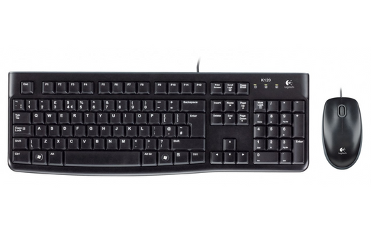 Logitech MK120 Wired USB Keyboard Mouse Kit, Black