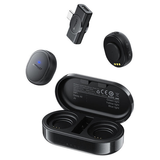 Lavaliermikrofon Acefast R3, USB-C, sæt med 2 stykker, sort