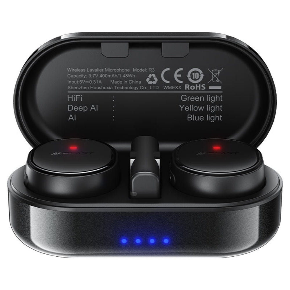 Lavaliermikrofon Acefast R3, USB-C, sæt med 2 stykker, sort