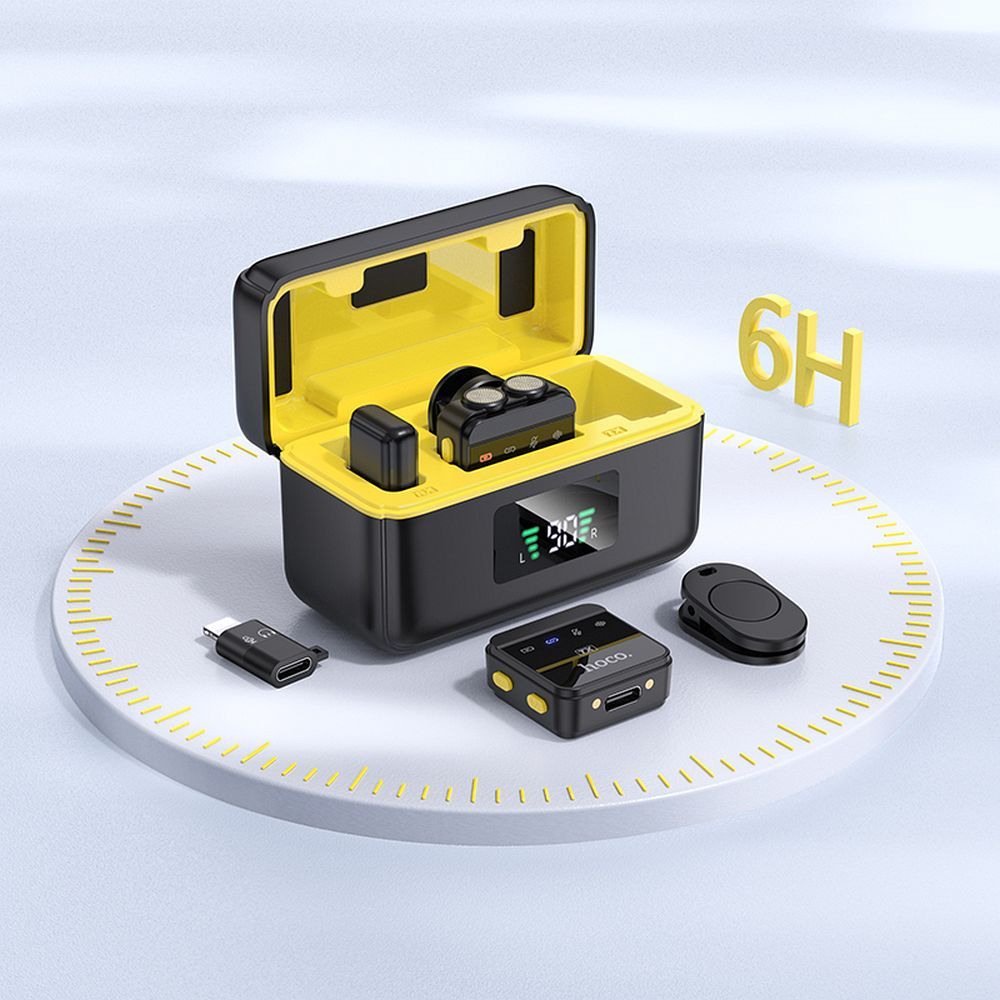 Lavaliermikrofon HOCO L17, USB-C / Lightning, Sæt med 2 stykker, Sort