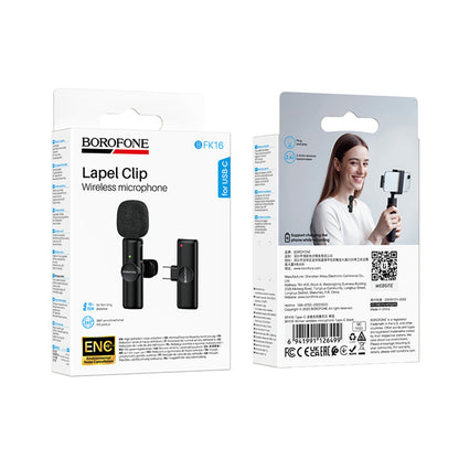 Lavaliermikrofon Borofone BFK16 Winner, USB-C, Sort