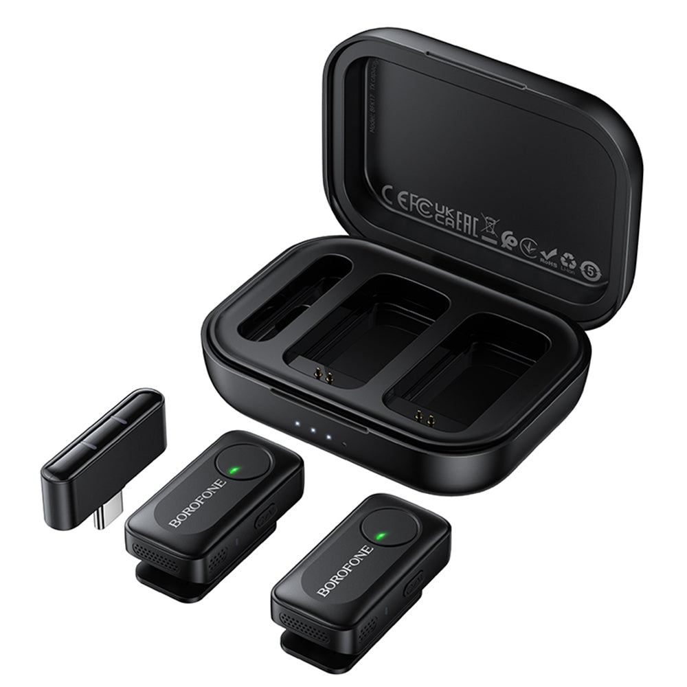 Borofone BFK17 Lemai Lavalier, USB-C, Sæt med 2 stk., Sort
