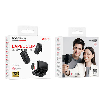 Borofone BFK17 Lemai Lavalier, USB-C, Sæt med 2 stk., Sort