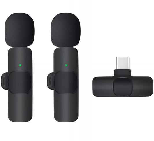 Lavaliermikrofon OEM K1, USB-C, Sæt med 2 stk., Sort