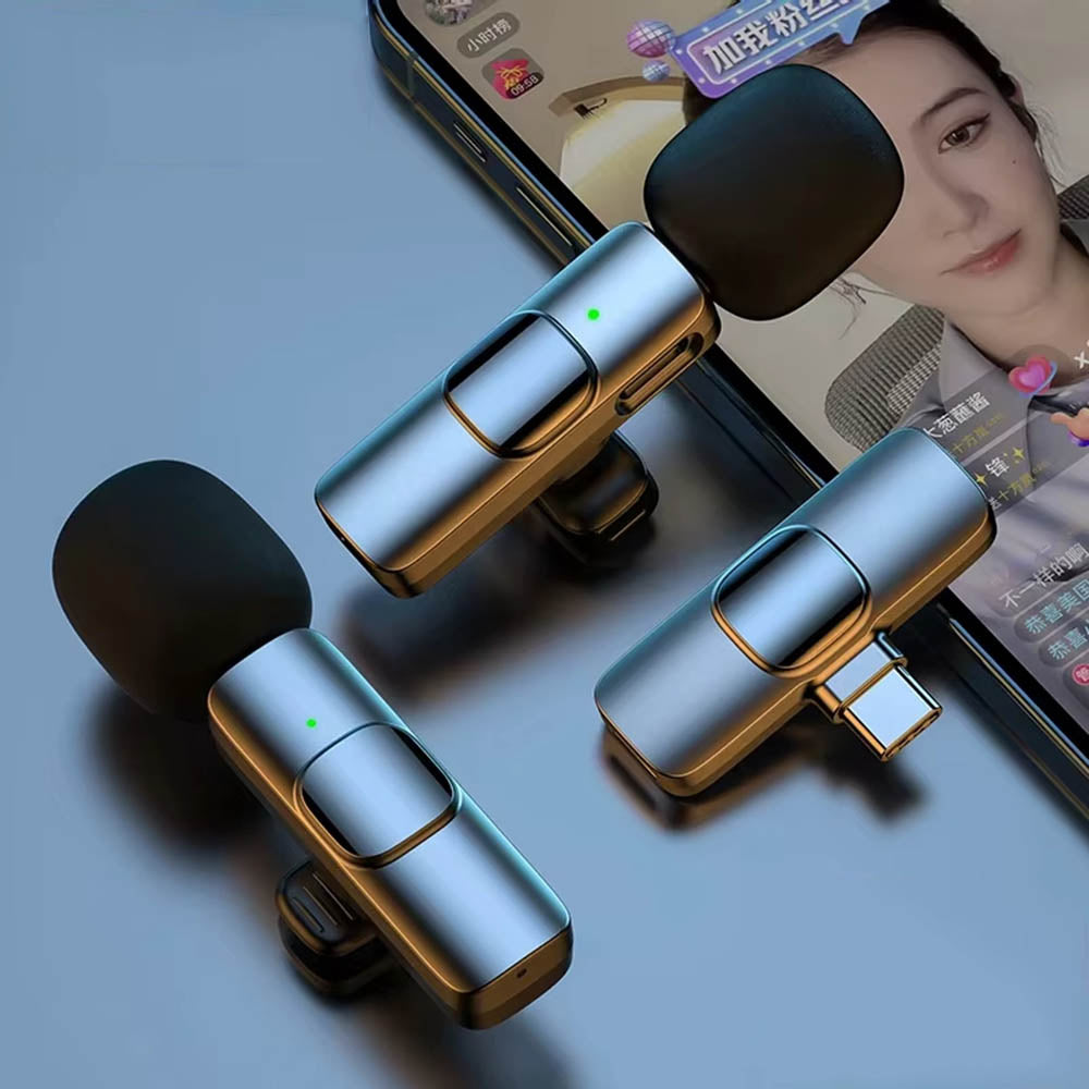 Techsuit LW2 Lavalier, USB-C, Sæt med 2 stk., Sort