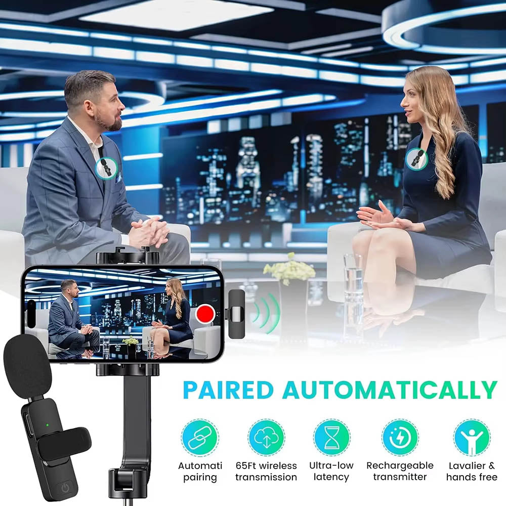Techsuit LW2 Lavalier, USB-C, Sæt med 2 stk., Sort
