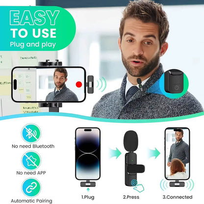 Techsuit LW2 Lavalier, USB-C, Sæt med 2 stk., Sort