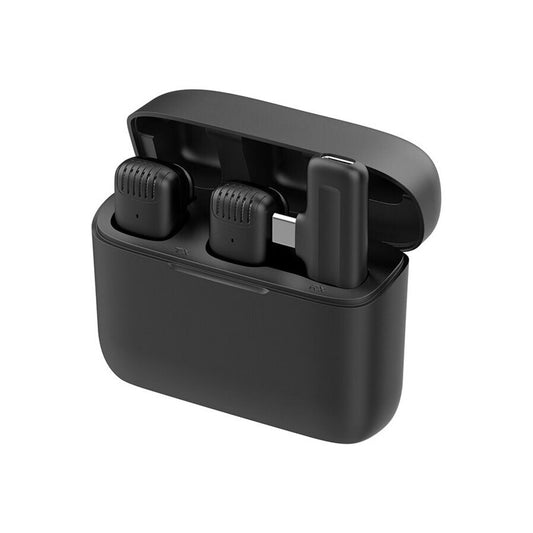 Techsuit LW4 Lavalier, USB-C, Sæt med 2 stk, Sort
