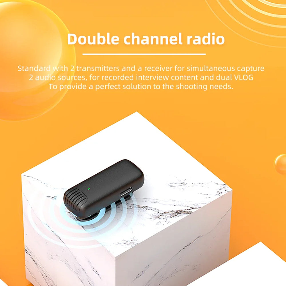 Techsuit LW4 Lavalier, USB-C, Sæt med 2 stk, Sort