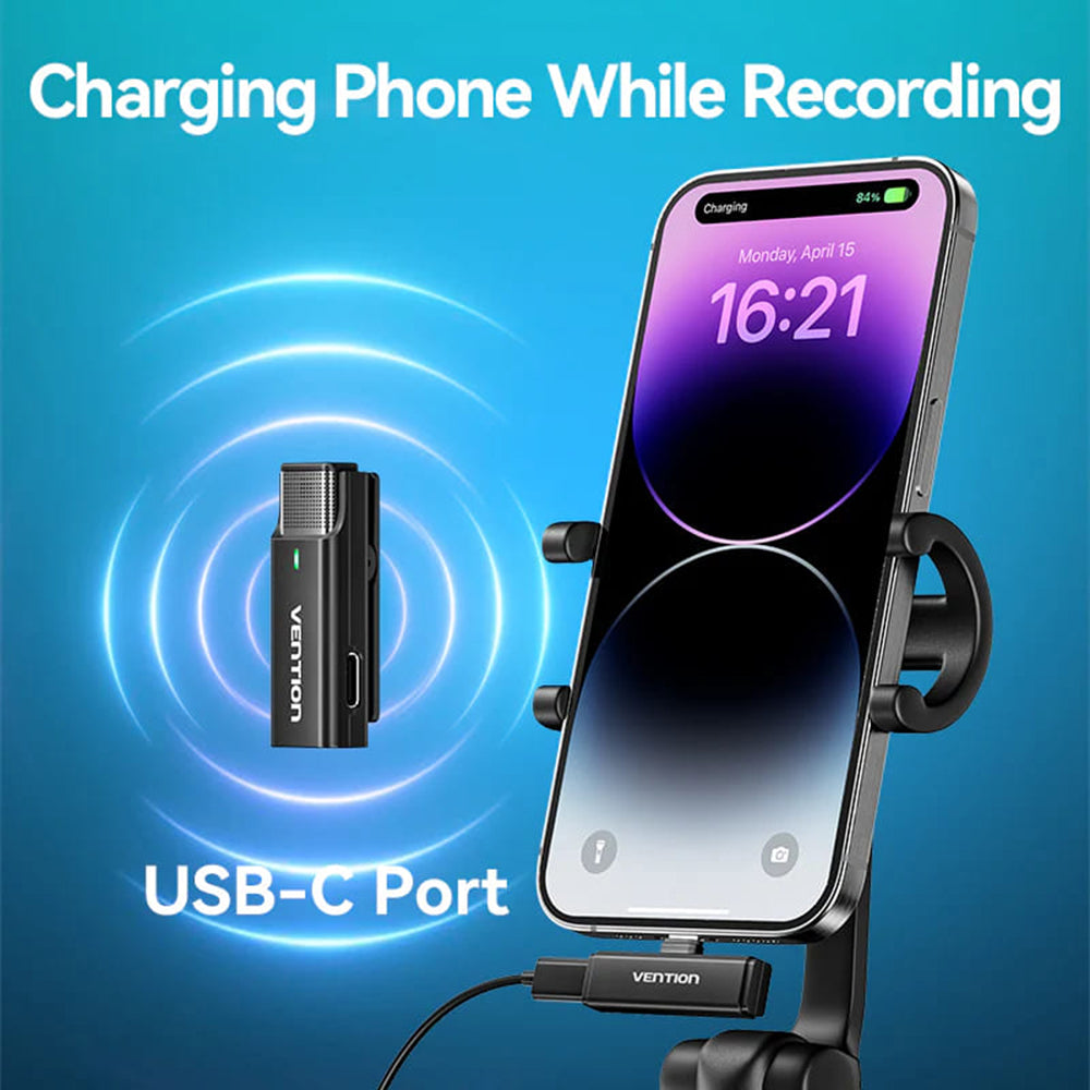 Vention Clip-On Lavalier, USB-C, Sæt med 2 stykker, Sort