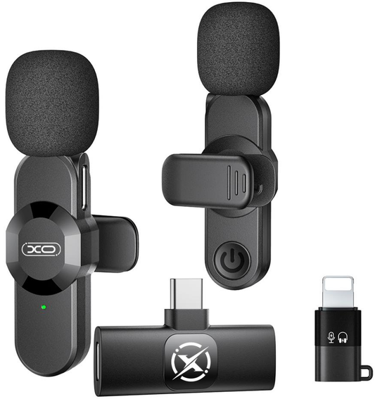 Lavaliera XO Design MC14 Dual, USB-C / Lightning, Sæt med 2 stk, Sort