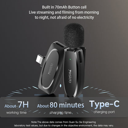 Lavaliermikrofon Yesido KR15, USB-C / Lightning, Sæt med 2 stykker, Sort
