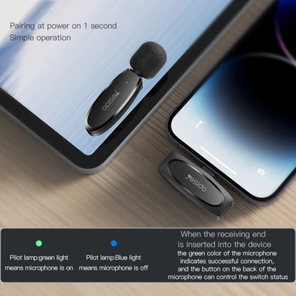 Lavaliermikrofon Yesido KR15, USB-C / Lightning, Sæt med 2 stykker, Sort