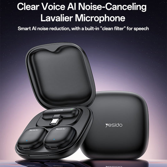 Lavaliermikrofon Yesido KR21, USB-C, Sæt med 2 stykker, Sort