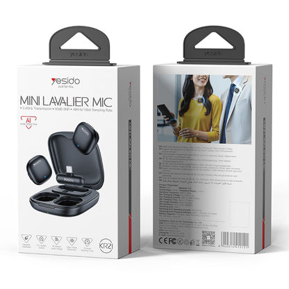 Lavaliermikrofon Yesido KR21, USB-C, Sæt med 2 stykker, Sort