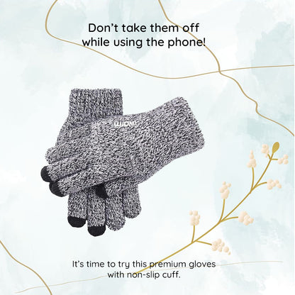Iwarm ST0018 Vinterhandsker med touchfunktion, Størrelse 23 cm, Sort Grå