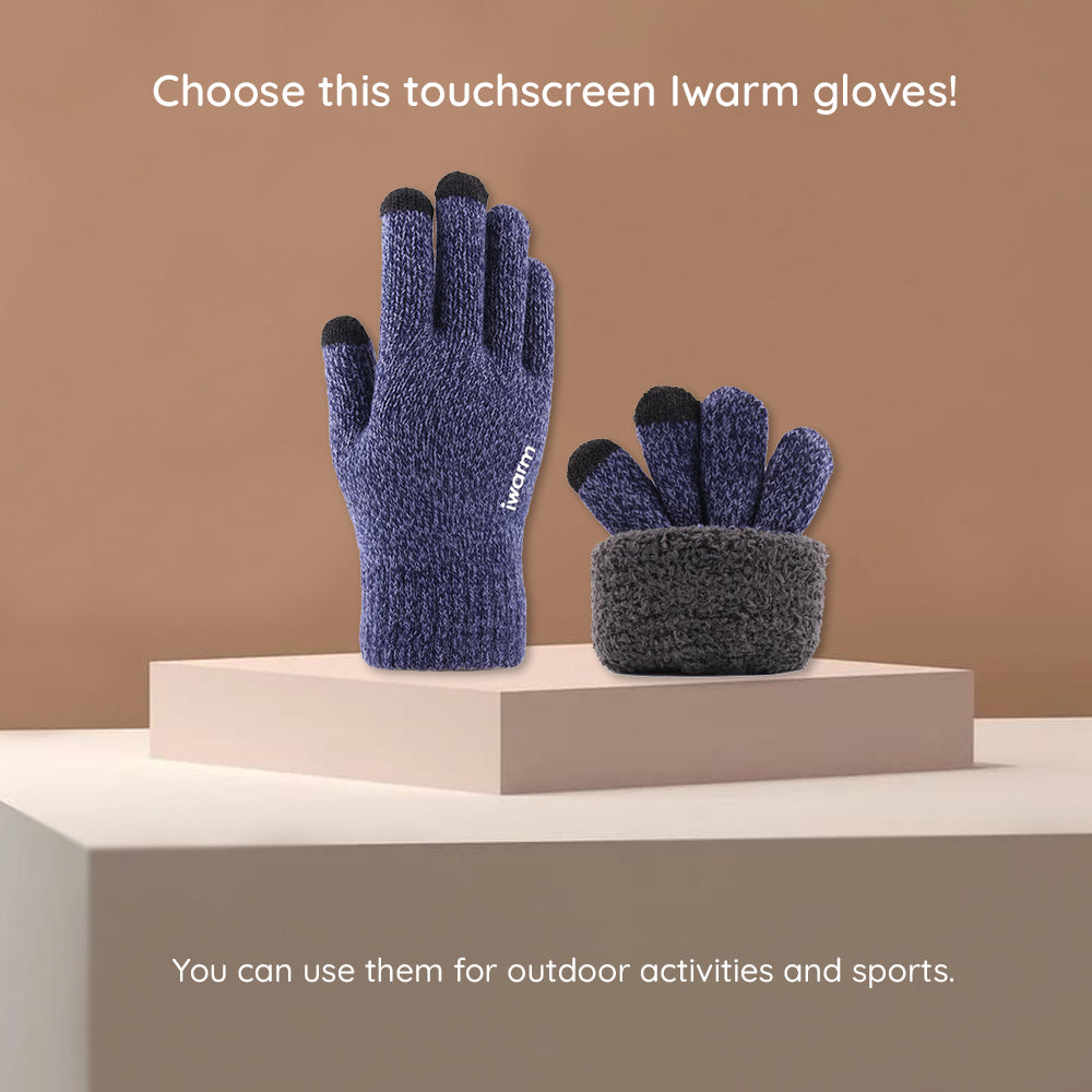 Iwarm ST0018 Vinterhandsker med touchfunktion, Størrelse 23 cm, Sort Grå