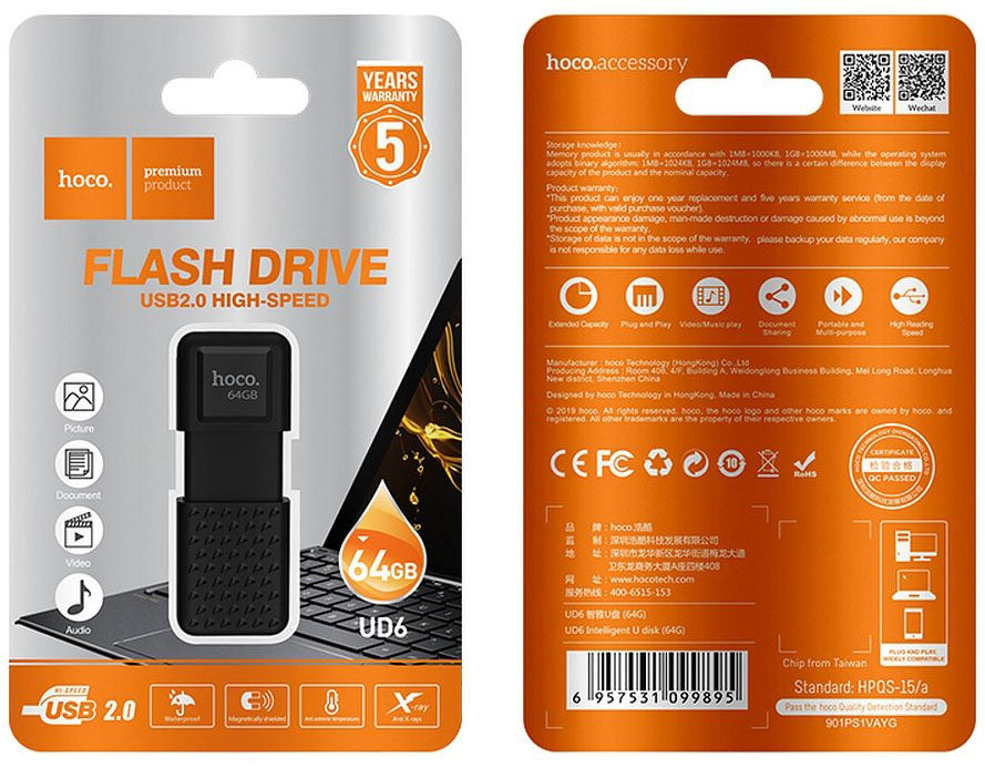 Eksternt HOCO Intelligent UD6-hukommelsesdrev, 64 GB