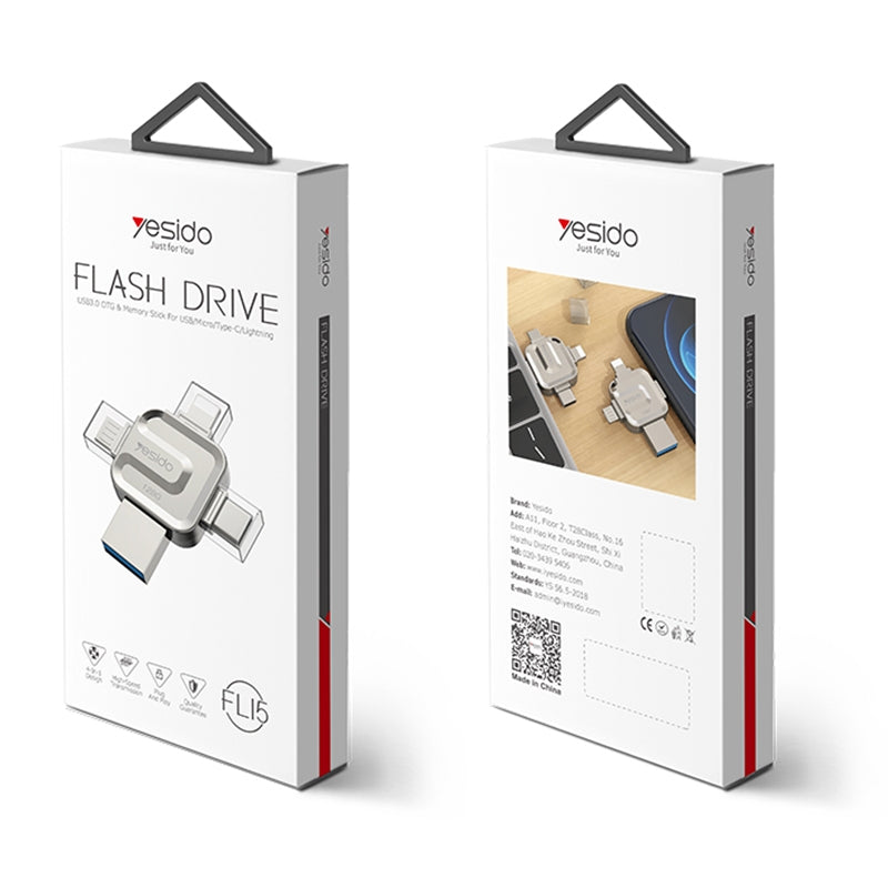 Ekstern hukommelse USB-A 3.0 / Lightning / USB-C / microUSB Yesido FL15, 16Gb