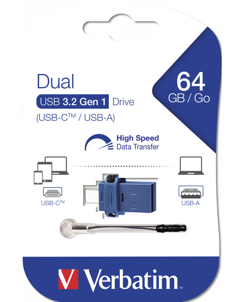 Ekstern Hukommelse USB-A 3.0 / USB-C Verbatim StoreNGo, 64Gb 49967