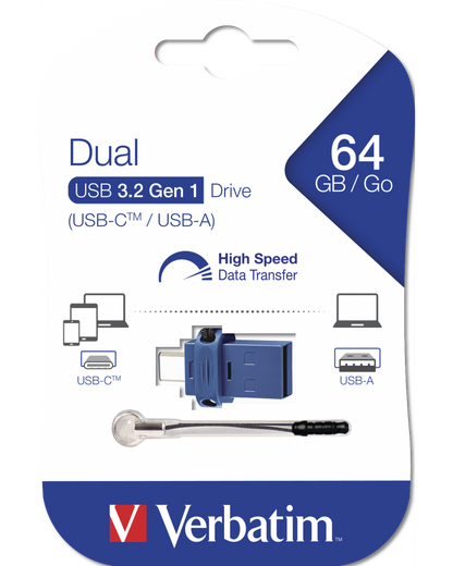 Ekstern Hukommelse USB-A 3.0 / USB-C Verbatim StoreNGo, 64Gb 49967