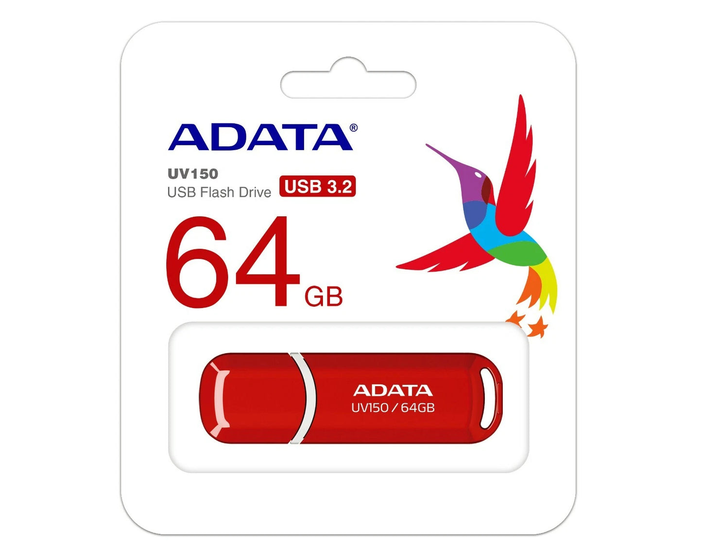 Ekstern hukommelse USB-A 3.2 Adata UV150, 64Gb AUV150-64G-RRD