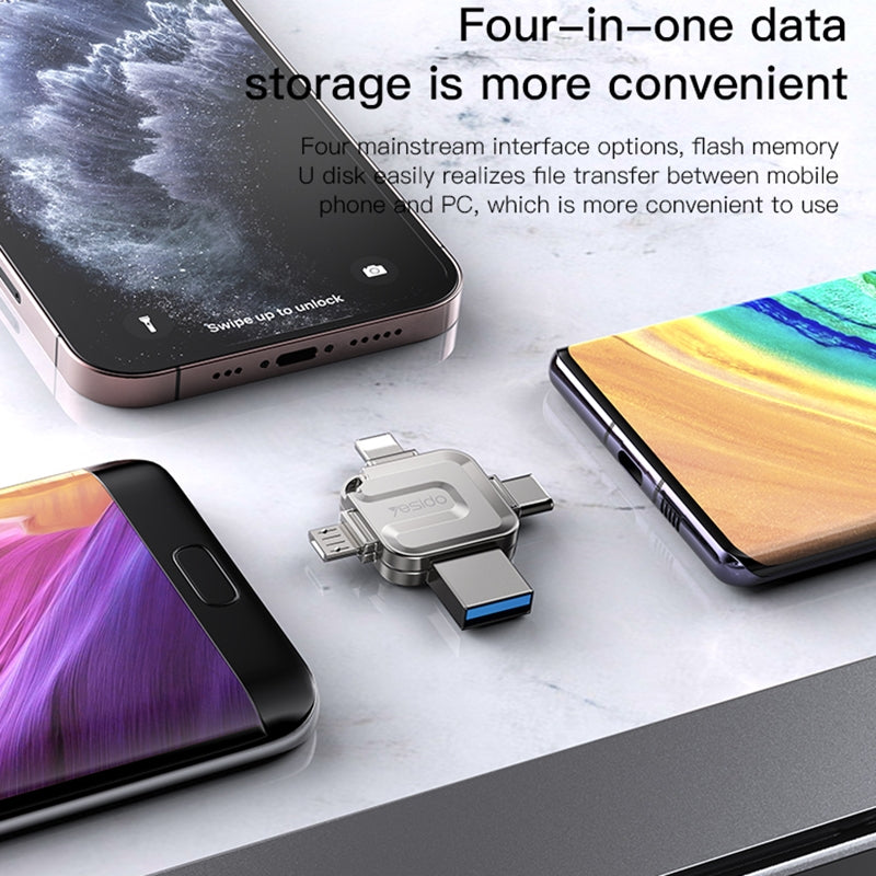External Memory USB-A 3.0 / Lightning / USB-C / microUSB Yesido FL15, 64Gb