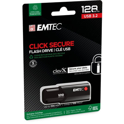 External Memory USB-A 3.2 Emtec B120 Click Secure, 128Gb ECMMD128GB123