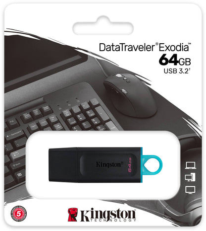 Ekstern hukommelse USB-A 3.2 Kingston DT Exodia, 64Gb DTX/64GB