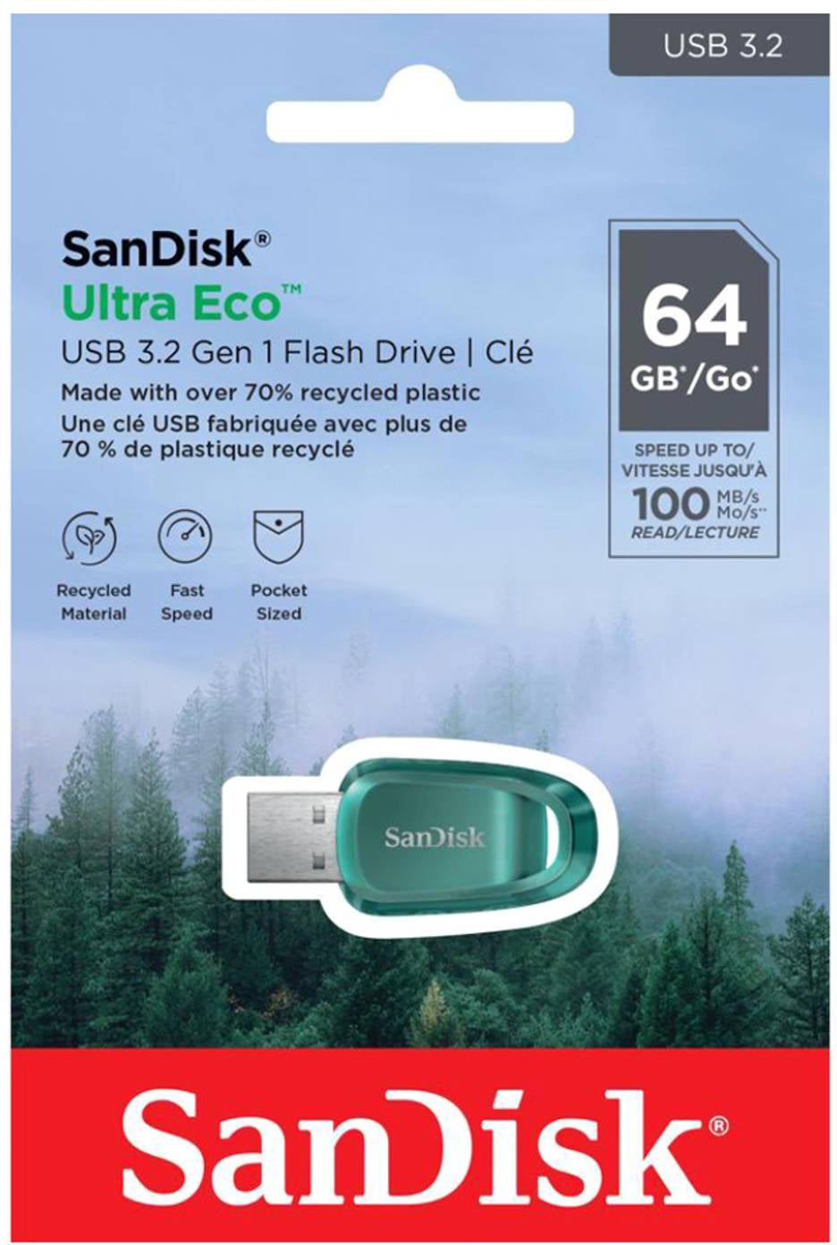 Ekstern hukommelse USB-A 3.2 SanDisk Ultra Eco, 64Gb SDCZ96-064G-G46