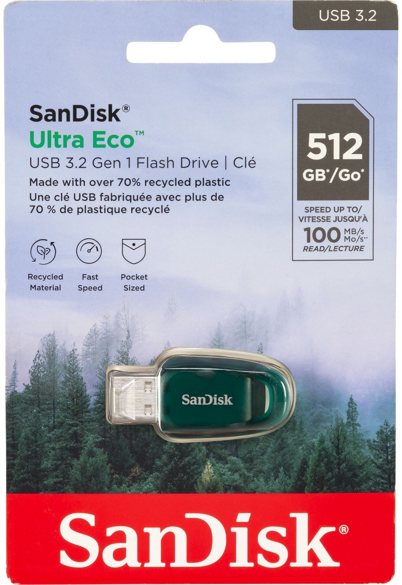 Ekstern hukommelse USB-A 3.2 SanDisk Ultra Eco, 512Gb SDCZ96-512G-G46