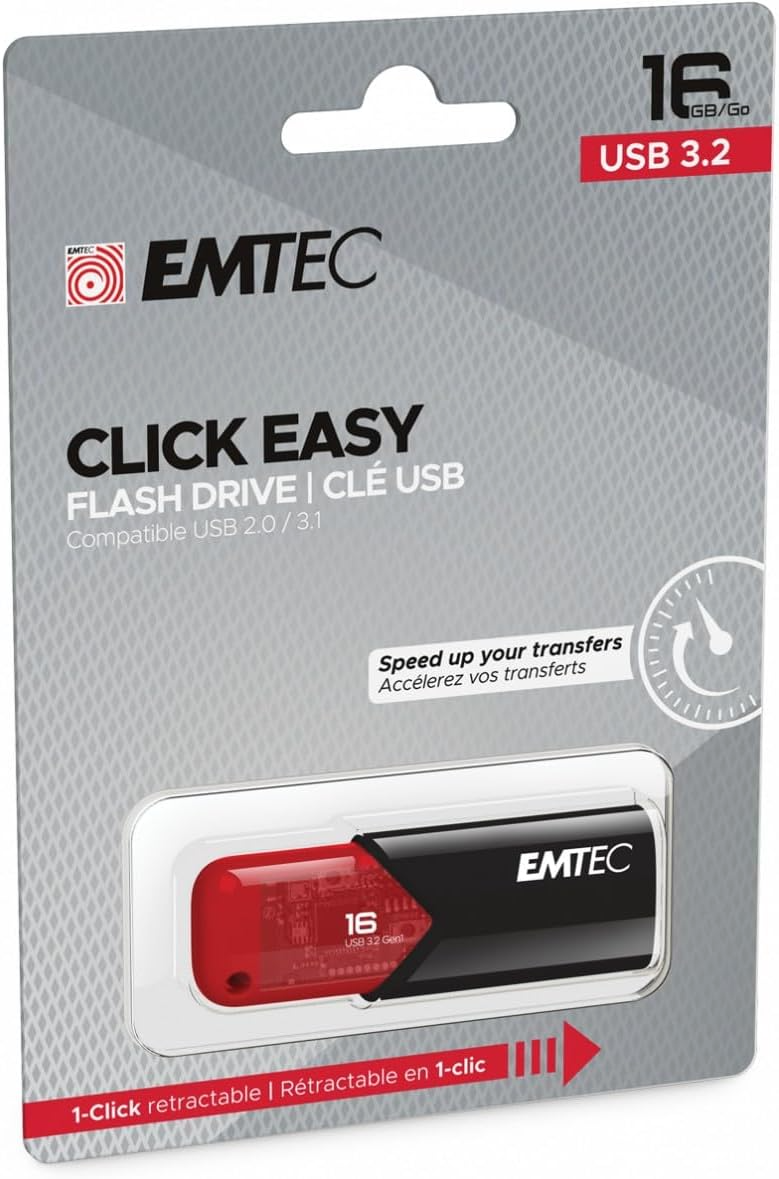 Ekstern Hukommelse USB-A 3.2 Emtec B110 Click Easy, 16Gb ECMMD16GB113