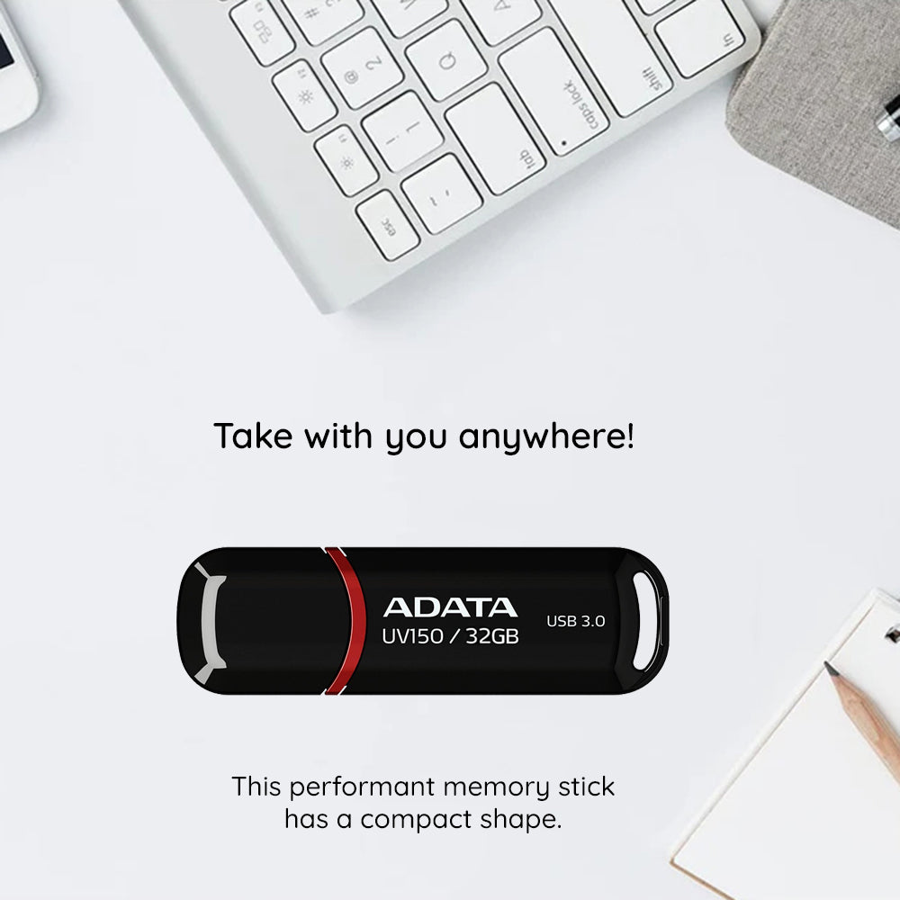 Ekstern USB-A 3.2-hukommelse Adata UV150, 128 GB AUV150-128G-RBK
