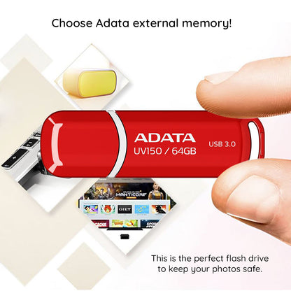 Ekstern USB-A 3.2-hukommelse Adata UV150, 128 GB AUV150-128G-RBK