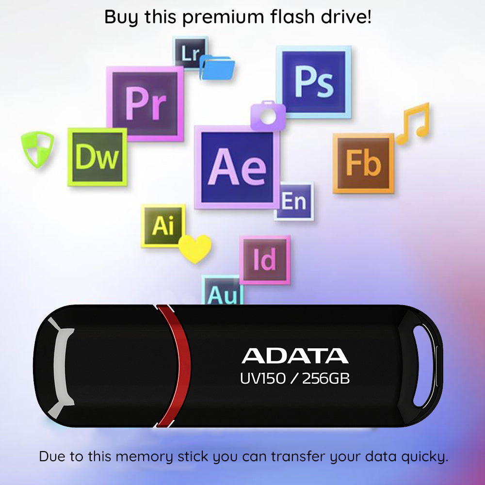 Adata UV150 USB-A 3.2 External Memory, 64GB AUV150-64G-RBK