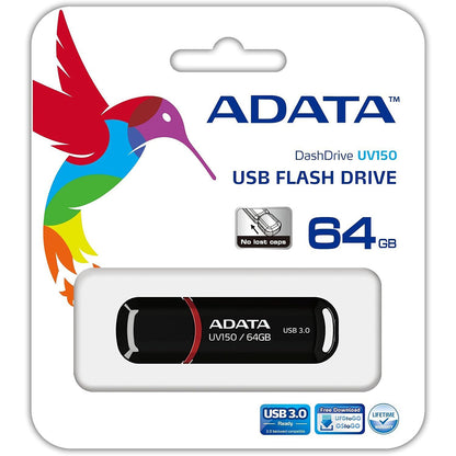 Adata UV150 USB-A 3.2 External Memory, 64GB AUV150-64G-RBK