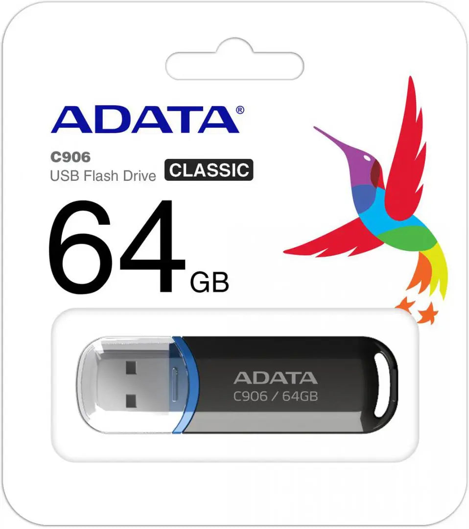 Ekstern hukommelse USB-A Adata C906, 64Gb AC906-64G-RBK