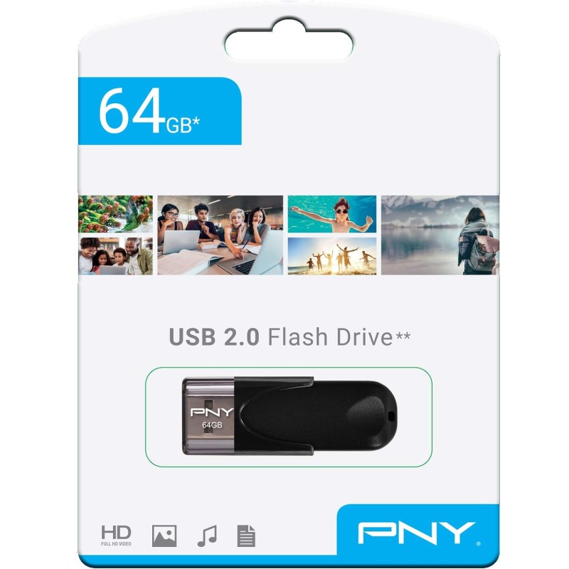 Ekstern USB-A Hukommelse PNY Attache 4, 64Gb FD64GATT4-EF