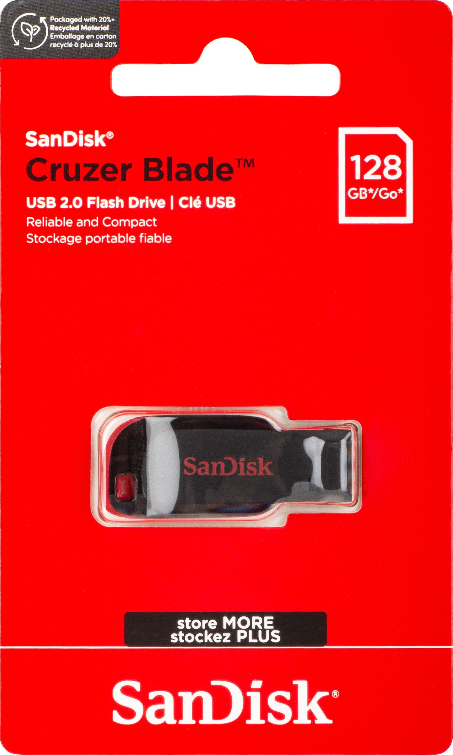 Ekstern USB-A hukommelse SanDisk Cruzer Blade, 128Gb SDCZ50-128G-B35